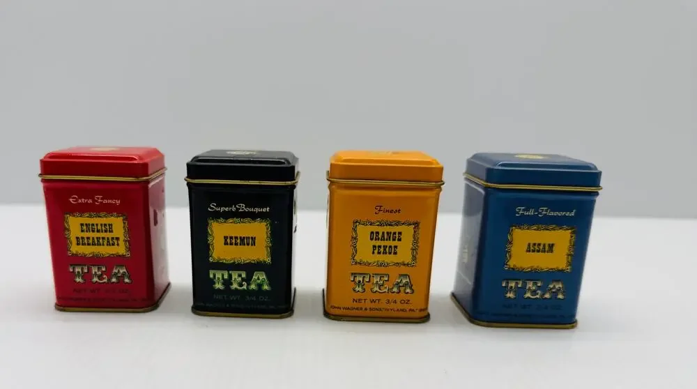 Vintage John Wagner Tea Tins | Retro Kitchen Decor, European Tea Shop Styling